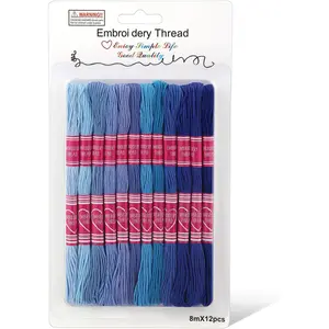 Embroidery Floss,12 Skeins Blue Embroidery Thread,Friendship Bracelet String for DIY Making,Embroidery Crafts