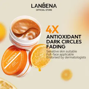 LANBENA Vitamin C Hydra-Gel Eye Patches 60 Pieces 4X Antioxidant Dark Circles Fading for Sensitive Skin & Full Face Moisturizing Eye Bags Daily Gentle