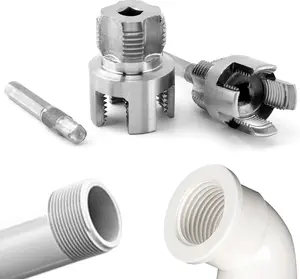 Heavy Duty Alloy Steel Pipe Threading Kit, Internal & External Thread Cutter for 1/2" and 3/4" Pipes, Drill Attachment Tool Set