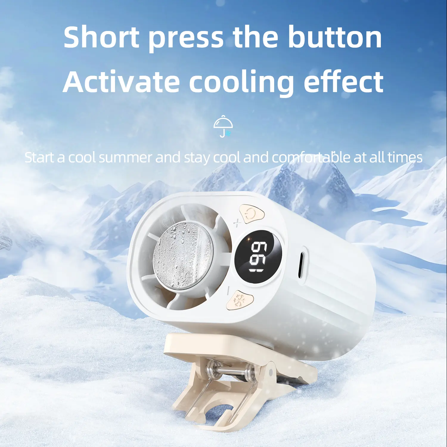 Small Clip-On Mini Fan with Hidden Safe Blades, 18000 RPM Turbo, Rechargeable USB-C Portable Personal Fan, Digital Display, Cool-Touch Metal Pad, Long Battery Life, Hands-Free Breeze for Stroller Desk Outdoor