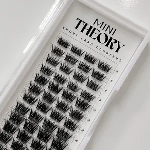 Aura by Mini Theory | Short Lash Clusters for Custom Full Volume Look | Sizes 8-12mm Strong D Curl Thin Band Wispy DIY Lashes for Flawless Look