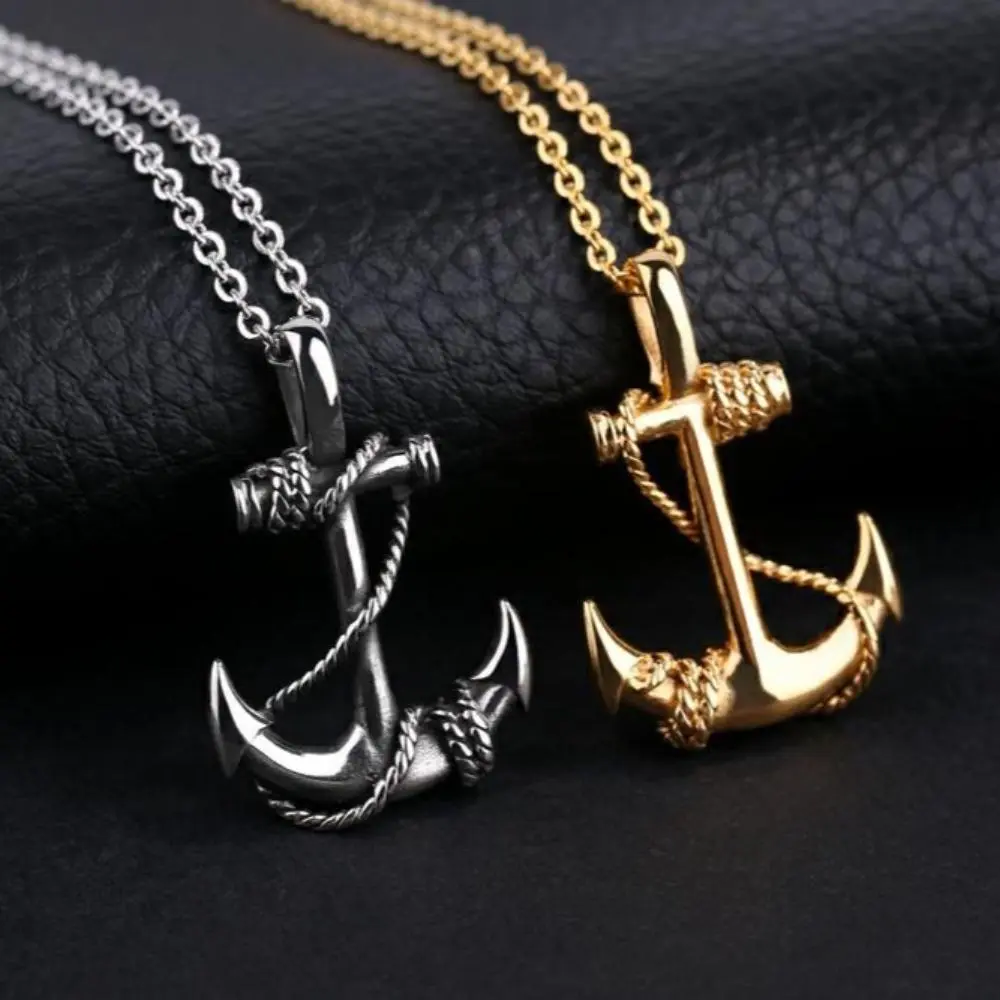 1pc Punk-Style Creative Stainless Steel Custom Boat Anchor Pendant Necklace, Wear-Resistant, Fade-Resistant, Casual Trendy Jewelry, Minimalist Chain Necklace for Men’s Daily Commuting & Holiday Parties, Minimalist Chain Necklaces