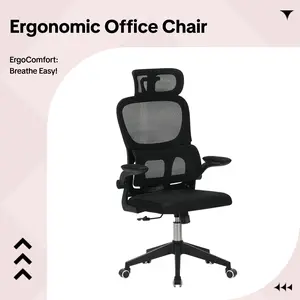 High-Back Ergonomic Office Chair, Big and Tall Mesh Desk Chair with 3D Adjustable Headrest & Lumbar Support, Tilt Function Silent Rolling Swivel chair for Home Office