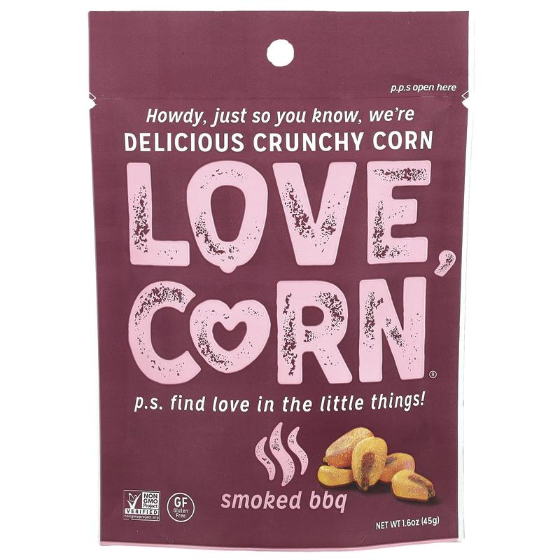 Love Corn Crunchy Corn, Smoked BBQ, 1.6 oz (45 g)