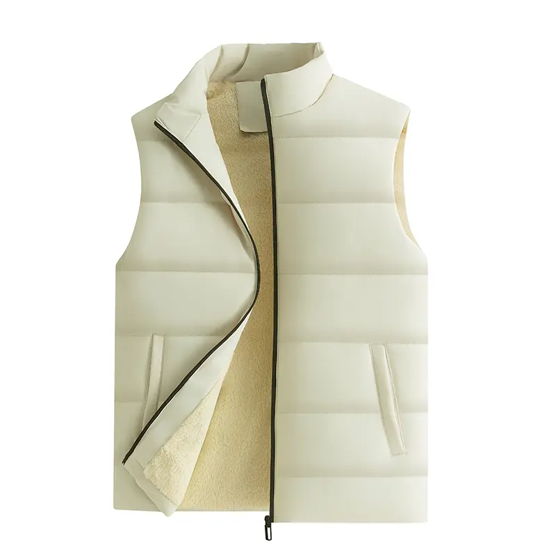 Men Warm Fleece Interior Stand Collar Sleeveless Vest, Casual Winter Vest Suitable for Office Commute, Outdoor Activities and Daily Life