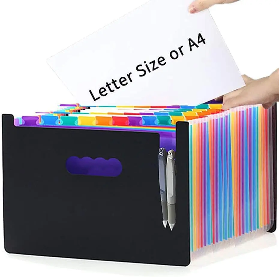 700D Polyester 36-Pocket Expanding File Folder, Large-Capacity Portable A4/Letter Size Multicolored Accordion Organizer with Both-Sides Handles for Office, Business Use - Easy to Move for Parents