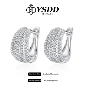 【11.15 】Shell Shape Full Moissanite Timeless Lever-back Huggie vvs Synthetic Moissanite Earrings in 925 Sterling Silve