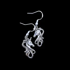Sterling Silver Unicorn Dangle Earrings – Vintage, 90s Fairycore Style