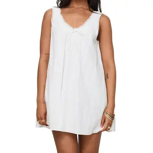 Women Maternity Summer Dress Casual Lace Patchwork V-Neck Mini Tank Dress for Photoshoot Pregnancy Clothes