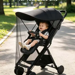 Large Extended Stroller Sunshade with Mosquito Net, High View Infant Pushchair Sunshade, Baby Stroller Sun Cover, Essential Gear