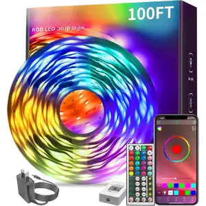 100ft Led Strip Lights RGB Music Sync Color Changing  Led Lights with  App Control Remote Led Lights for Bedroom Room Lighting Flexible Home Decor