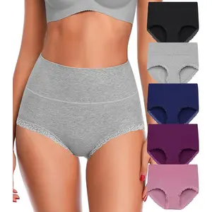 High Waisted Underwear for Women Tummy Control Full Coverage Cotton Ladies Panties Soft Stretch Briefs