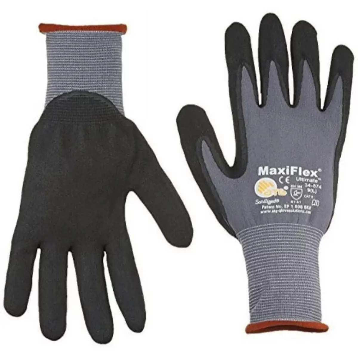12 Pairs - MaxiFlex PIP 34874 - Maxi Flex Ultimate 34874 Foam Nitrile Palm Coated Gloves (Pack of 12)