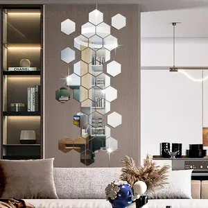 1 set of acrylic mirror decorative wall stickers, DIY detachable hexagonal mirror wall stickers, 12/24/36 geometric hexagonal mirror art inlaid wall decorations, suitable for home wall decoration in bedrooms, living rooms, offices, kitchens
