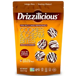 Drizzilicious Mini Rice Cakes Cookies & Cream , Healthy Snack for Adults and Kids, Flavored Rice Cakes, Vegan, Gluten Free - 4 oz (Pack of 1)