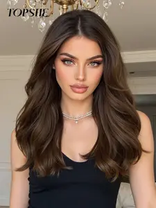 Women's Long Wavy Lace Front Wig, Deep Highlights, Heat Resistant, Natural Look, Realistic Illusion Hairline, Comfortable & Breathable, All Seasons Wear, Lace Frontal Wigs