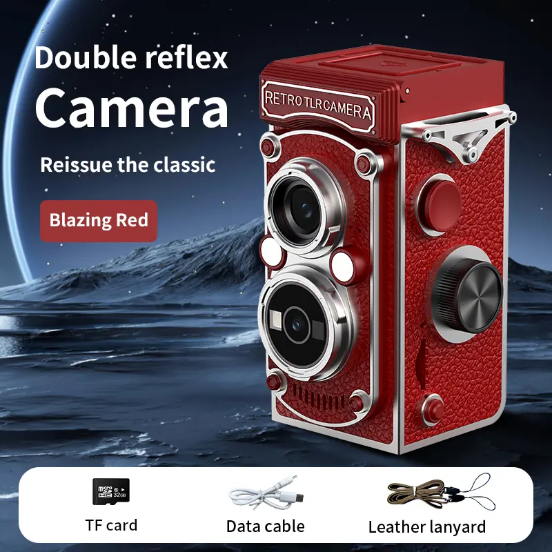 Retro  Mini Camera Dual Lens Infrared Night Vision Manual Joystick Portable Nostalgic  Suitable for Beginners/Teens/Adults/Kids
