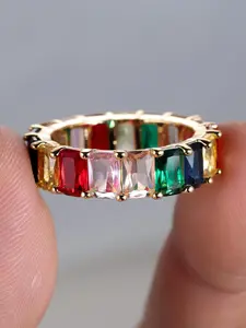Fashion Colorful Artificial Gemstone Decorated Ring, Elegant Women's Exquisite Trendy Ring for Party, Daily Clothing Decor, Trendy All-match Jewelry for Birthday Gift