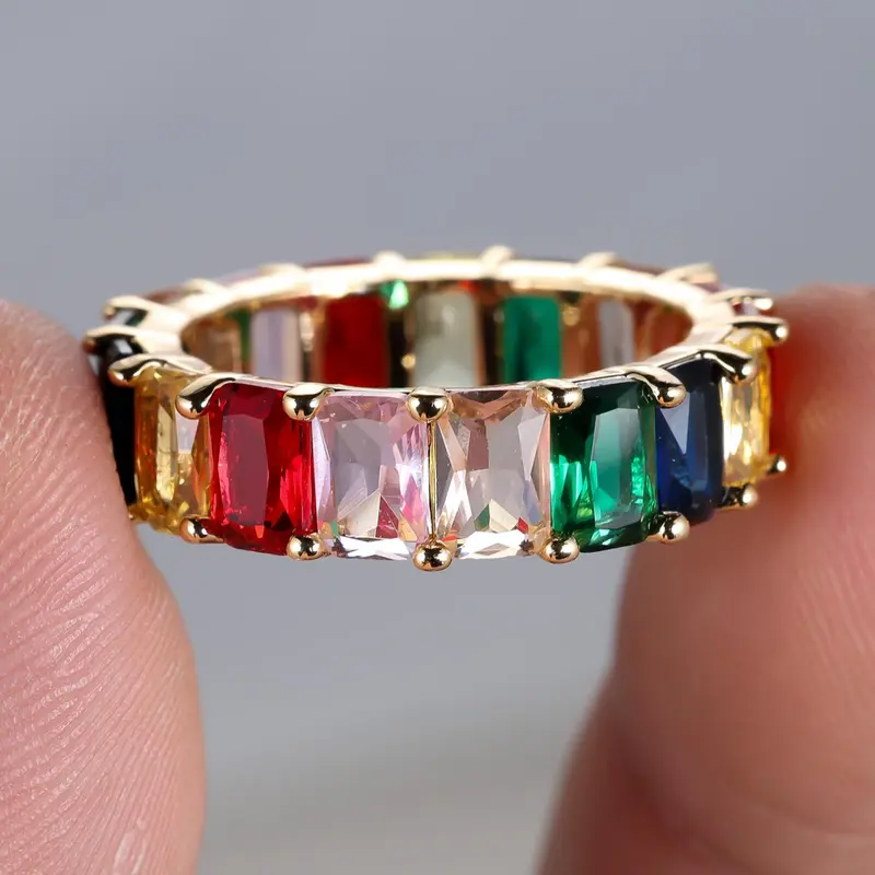 Fashion Colorful Artificial Gemstone Decorated Ring, Elegant Women's Exquisite Trendy Ring for Party, Daily Clothing Decor, Trendy All-match Jewelry for Birthday Gift, Beautiful Rings