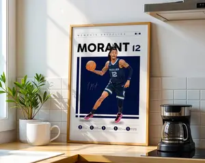 Ja Morant Poster: Grizzlies Print, Basketball Wall Art (No Frame)