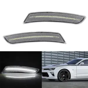 2PCS Clear Lens White LED Side Marker Light Lamps For Chevy Camaro 2016 2017 2018 2019 2020 2021 2022 2023 Replace OEM 23169181, 23169182, 23126885, 23126884