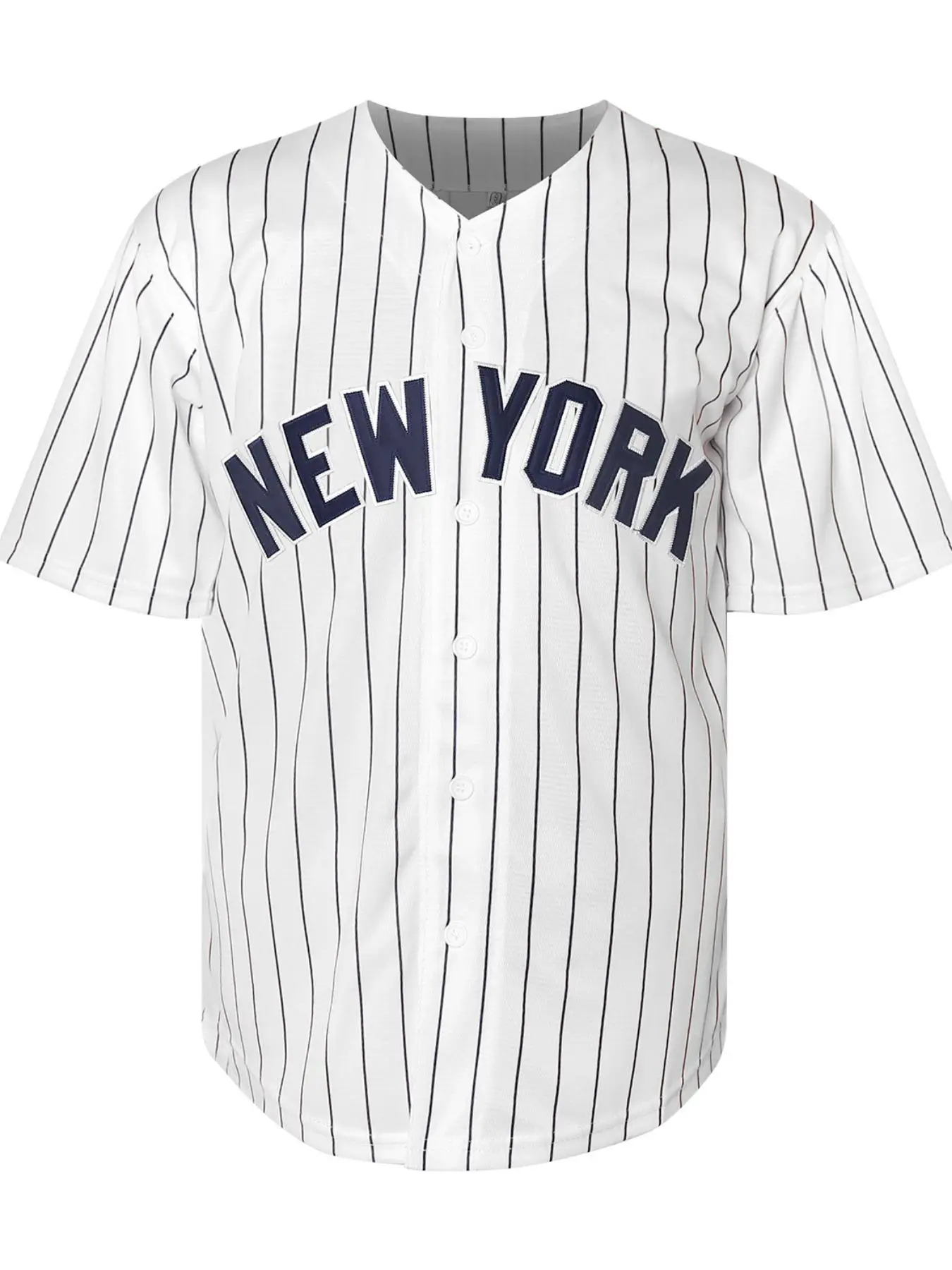 Sporty Men's Letter Patched V Neck Baseball Jersey, Loose Casual Striped Print Short Sleeve Button Sports T-Shirt, Fashion Men's Sport & Outdoor Cloth