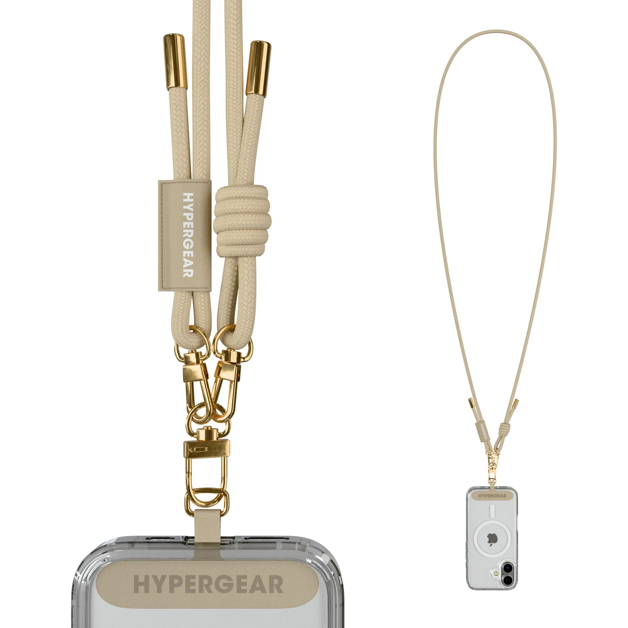 HyperGear TECHcessories Universal Sand Braided Rope Crossbody Phone Sling - Mobile Cellphone Phone Lanyard Crossbody, Brand Identity Accessory for Everyday Use