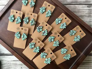 Concho Clay Earrings, Lightweight Earrings, Western Stud Earrings