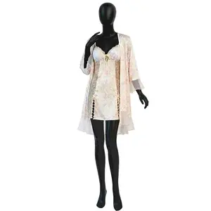 Floral Satin Lace Nightdress Set