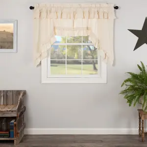 Muslin Ruffled Unbleached Natural Swag Curtains