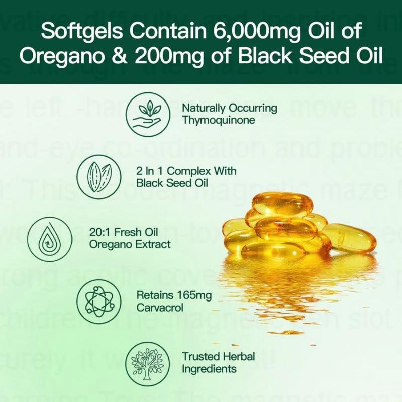 Oil of Oregano with Black Seed Oil 300 Capsules | Natural Antioxidants | Nutritional Support | Highly Effective Botanicals Dietary Healthcare Supplement