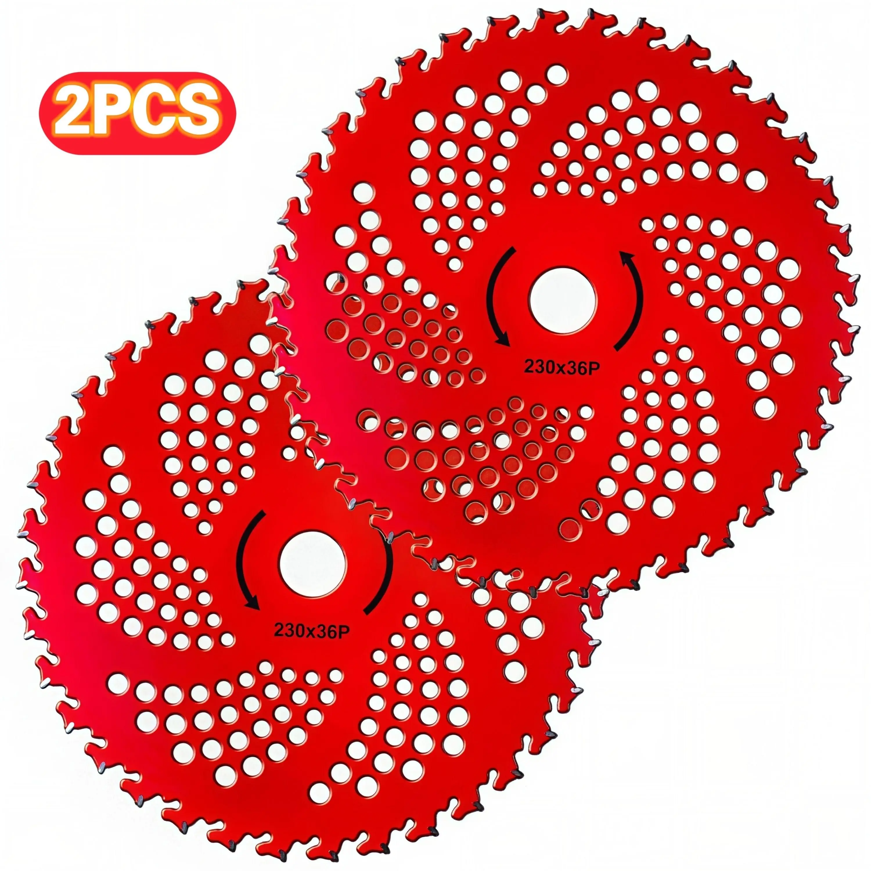 2Pcs 230mm 36T Alloy Steel Brush Cutter Blades, Heavy-Duty Weed Trimmer Saw Discs for Lawn Mower, Garden Yard Weeding