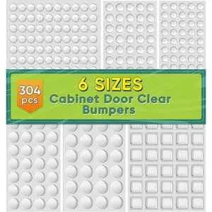 304pcs Cabinet Door Bumpers Clear, Adhesive Rubber Feet Silicone, Sound Dampening Door Slam Stopper Non Slip Furniture Pads Wall Protector for Cutting Board, Drawers, Glass Cabinet