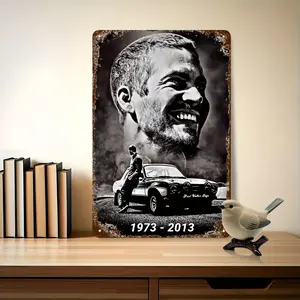 2D flat, 1 tin sign Paul Walker metal sign Vintage retro wall decor Suitable for kitchen, bedroom, bar, club metal plaque wall decoration 2D flat decorative sign Gift creative 20*30 cm / 8*12 inches Frameless, 2D flat