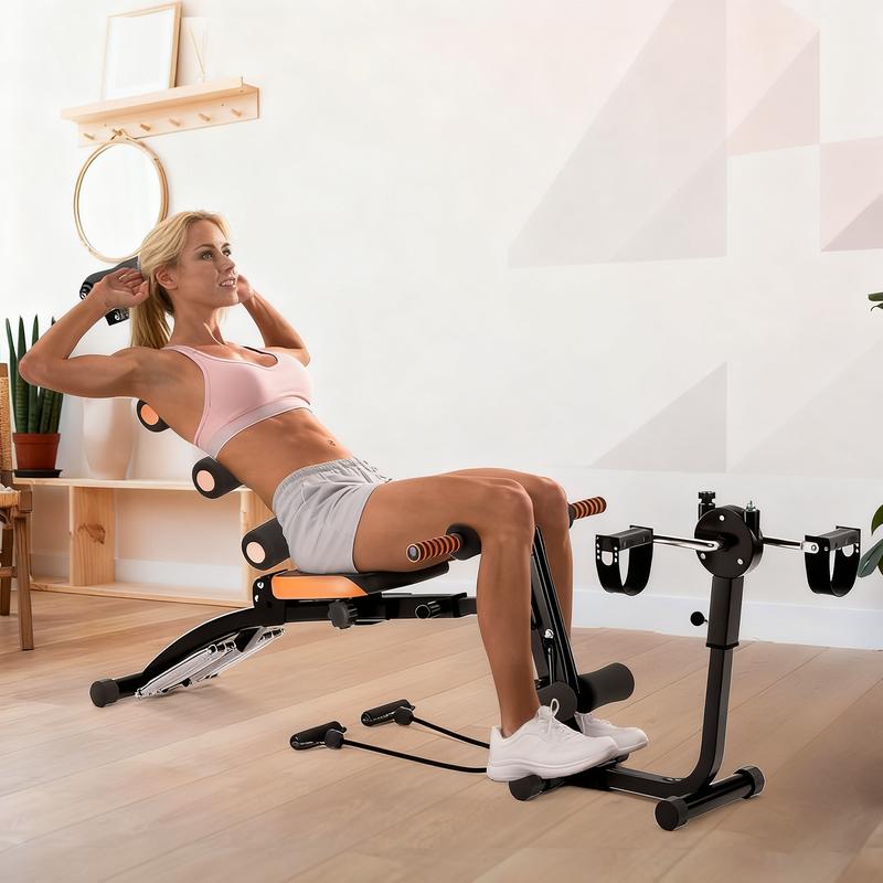 7-in-1 Adjustable Ab Workout Bench for Home Gym – Multi-Functional Sit Up Bench & Ab Crunch Trainer with Leg Extension, Pedals & 360° Rotation Seat – Core, Abs, Arms, Legs & Glutes Training Equipment