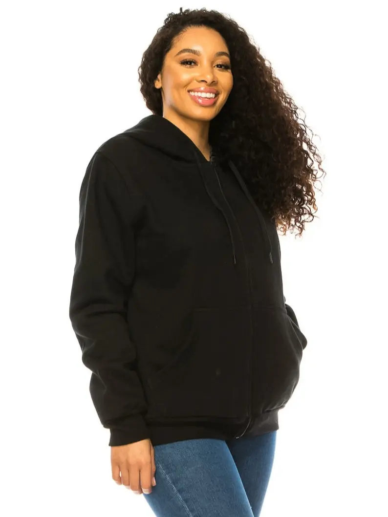 Quality Satin Lined Zip Up Hoodie with Hidden Travel Pockets