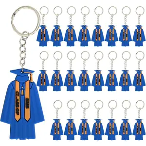 24 PCS Class of 2025 Graduation Keychain 2025 Graduation Gown Key Ring Graduation Party Favors for High School Senior College Accessories,Blue