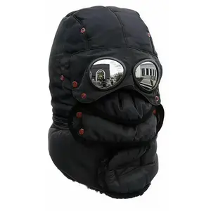 Winter Thermal Hat with Glasses Windproof Ski Mask Cap Fashion Warm Hat for Cycling and Outdoor Activities