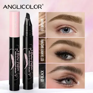 Waterproof and durable liquid multi pronged eyebrow pencil, convenient and fast, suitable for beginners to apply makeup, sweat and swim in summer without makeup smudging Gift Silky Cosmetic 01 Brown