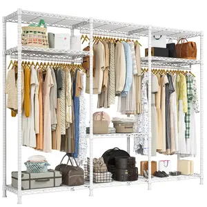 Clothes Rack Heavy Duty Clothing Rack Load 795LBS Clothing Racks for Hanging Clothes Adjustable Wardrobe Closet Portable Heavy Duty Clothes Rack Metal Garment Rack, 56" W X16 D X 75.5" H