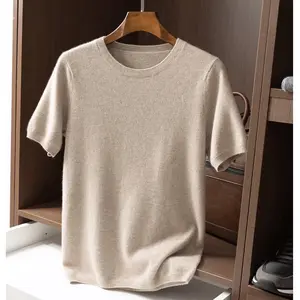 Korean Superfine Merino Cashmere T-shirt Men Base Layer Merino Shirt Wicking Breathable Short T-shirt Luxury Clothing Big Size
