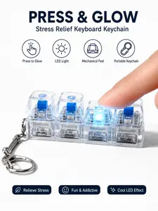 Stress-relieving toy mechanical keyboard, crystal keycaps with LED lights, transparent design, keyboard keychain, Stress Relief Fidget, Stress Relieving Accessory, Stress Relief Fidgeting#Fashionweek#Fallfreshness#testBlack Friday
