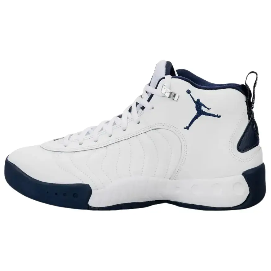 NIKE Air Jordan Jumpman Pro 'White Midnight Navy' Men's High Top Basketball Shoes, Leather Upper, Retro Appeal, Structured Fit, Cushioned for Casual Wear, Training, Layered Leather