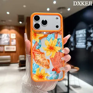 Summer beach shell starfish Floral Pattern Magnetic MagSafe Phone Case for iPhone 17 Air/16 Pro Max 15 Pro 14 13 12 11 Plus Shockproof Slim Protective Cover Casing