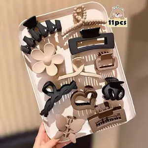 11PC Matte Colorblock Hair Claw Clips for Thick Hair