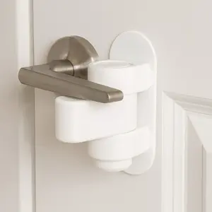Child Proof Door Lever Lock No Drill Adhesive Secure Locking System for Easy Installation