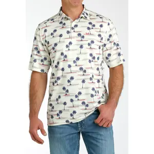 Cinch Men's Arena Flex Palm Tree Short Sleeve Polo Shirt