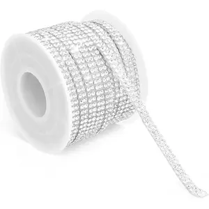 Rhinestone Ribbon 10 Yards 2 Rows  Self Adhesive Rhinestones Strips Glitter Rhinestones Tape   Rhinestones Roll Bling  Ribbon Sticker for Christmas DIY Crafting Wrap Decor