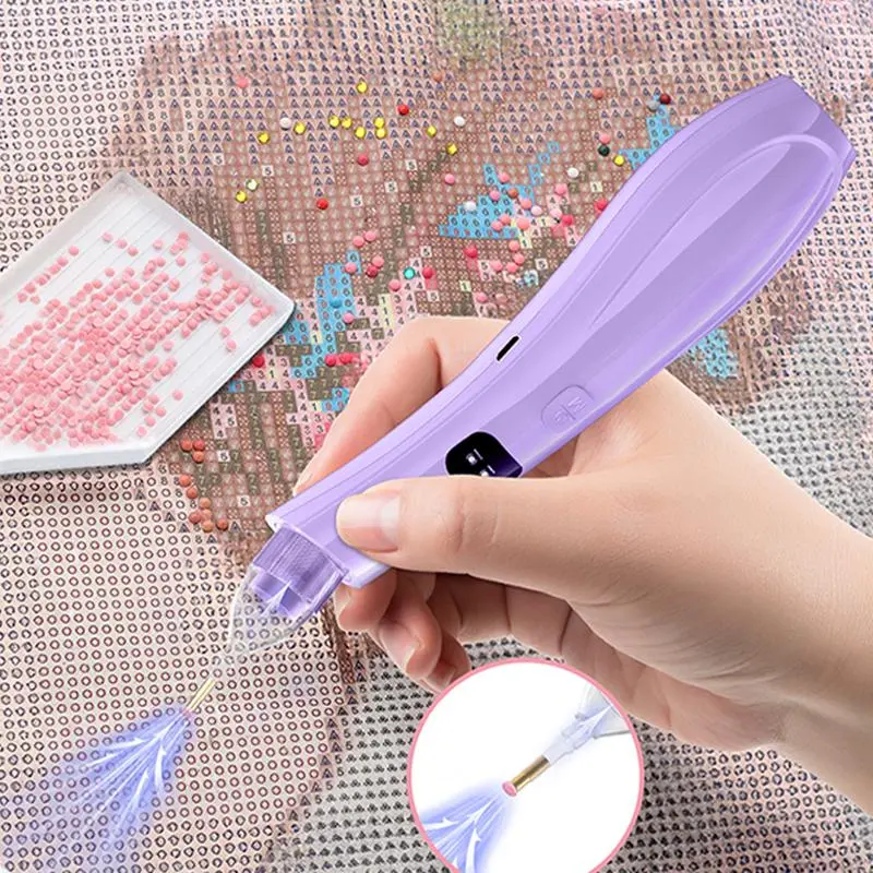 Electric Diamond Painting Pen with Storage Tray diamond painting lover Large Diamond Painting Tray Kit diamond dot kit DIY Diamond Painting Electric Diamond Art Tool with Ergonomic Grip Best gift for girlfriend Valentine's Day gift