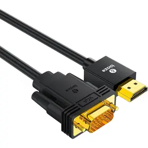 6ft HDMI to VGA Cable – 1080P HD Video Converter Cord for Laptop, TV Box, PS4, Monitor, Projector (Black, 1.8M)